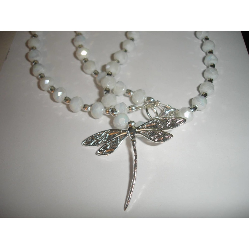 Dragonfly Necklace Silver, Czech Glass - Picture 9 of 10